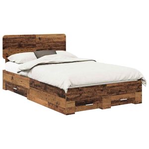 vidaXL Bettrahmen mit Schubladen Altholz 120 x 190 cm Holzwerkstoff
