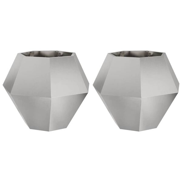 vidaXL Pflanzk&uuml;bel 2 pcs Silber 75 x 75 x 60 cm Edelstahl