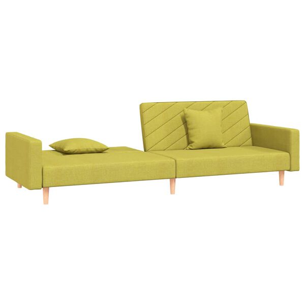 vidaXL Schlafsofa 2-Sitzer mit 2 Kissen Grün Stoff