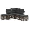 vidaXL Gartensofa-set 5 stk. Grau Poly-Rattan
