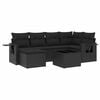 vidaXL 7-tlg. Garten-Sofagarnitur mit Kissen Schwarz Poly Rattan