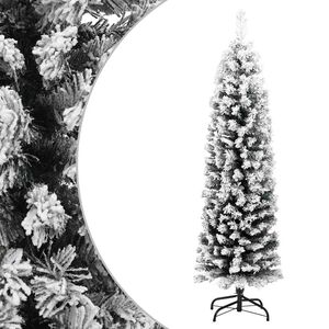 vidaXL K&uuml;nstlicher Weihnachtsbaum Schlank mit Schnee Gr&uuml;n 120 cm PVC