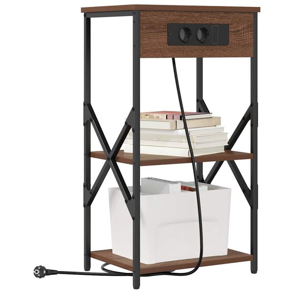 vidaXL Nachttisch mit Regal 2 pcs Braun Eichen-Optik 41 x 31 x 76 cm