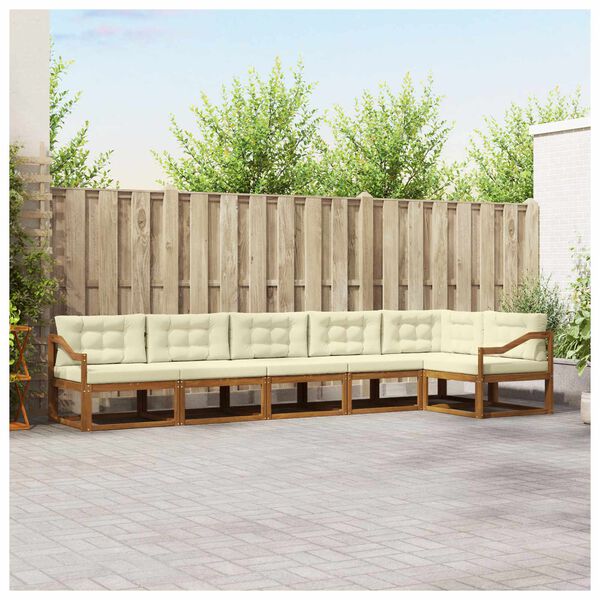 vidaXL Outdoor-Sofagarnitur mit Kissen 6 pcs Natur und Creme