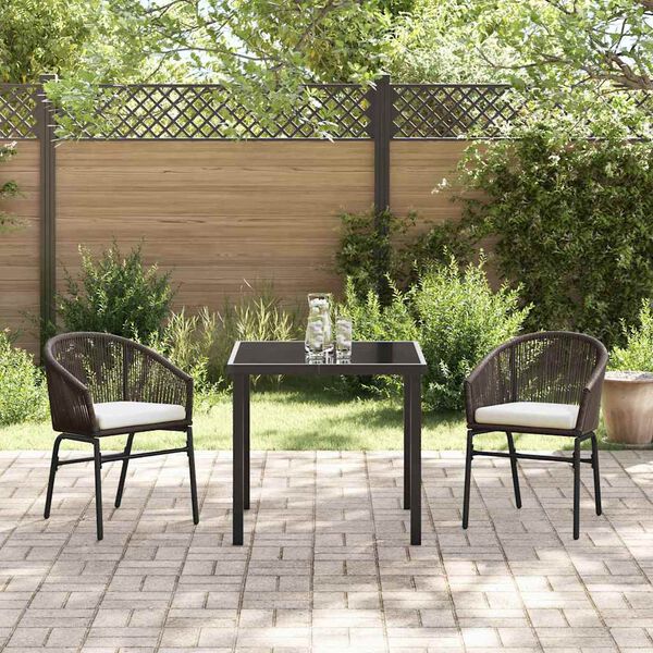 vidaXL Garten Essgruppe 3 pcs Braun Pulverbeschichteter Stahl