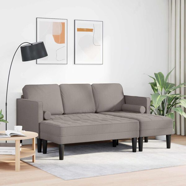 vidaXL Sofa Set mit Kissen 2 pcs Taupe Polyester