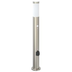 vidaXL Pollerleuchte mit Sensor&Steckdose 80 cm Edelstahl IP44