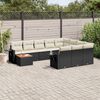 vidaXL 11-tlg. Garten-Sofagarnitur mit Kissen Schwarz Poly Rattan