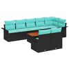 vidaXL Gartensofa-set 9 pcs Schwarz und T&uuml;rkis Poly-Rattan