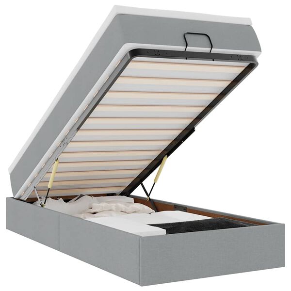 vidaXL Ottoman-Bett mit Matratze Hellgrau 90x190 cm Stoff
