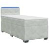 vidaXL Boxspringbett mit Matratze und LED Hellgrau 90 x 200 cm Samt
