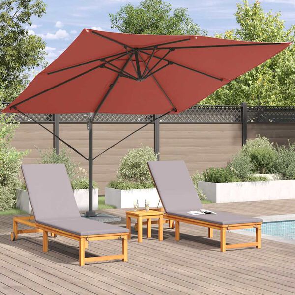 vidaXL Roma Parasol Rot 286 x 284 x 265 cm Aluminium und Polyester