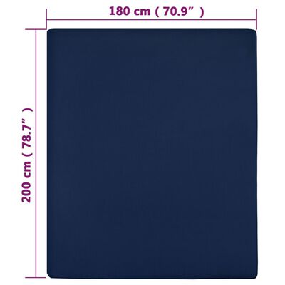 vidaXL Spannbettlaken Jersey Marineblau 180x200 cm Baumwolle