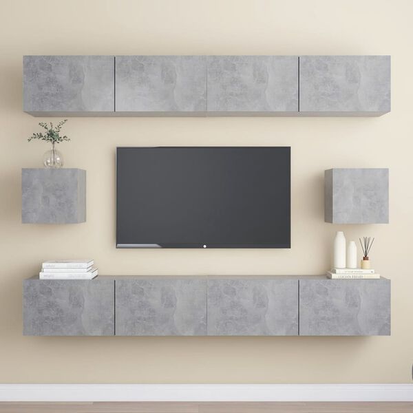 vidaXL 6-tlg. TV-Schrank-Set Betongrau Holzwerkstoff
