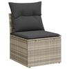 vidaXL 3-tlg. Garten-Sofagarnitur mit Kissen Hellgrau Poly Rattan