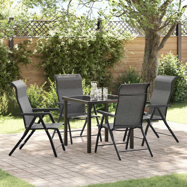 vidaXL Garten Essgruppe 5 pcs Grau Pulverbeschichteter Stahl