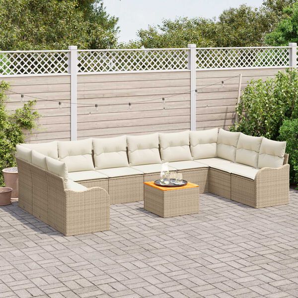 vidaXL Garten-Sofa-Set 11 pcs Beige und Wei&szlig;