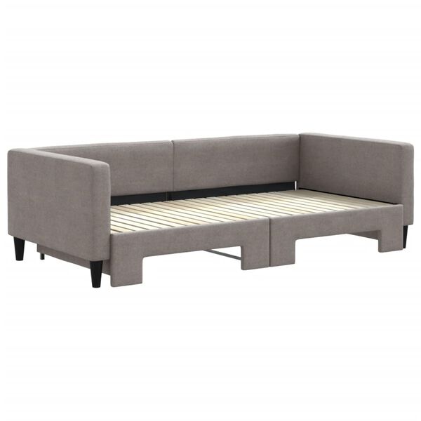 vidaXL Tagesbett Ausziehbar Taupe 100x200 cm Stoff