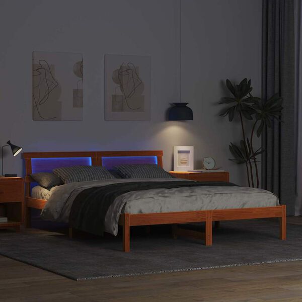 vidaXL Bettrahmen Wachsbraun 140 x 200 cm Massives Kiefernholz