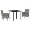 vidaXL Garten Essgruppe 3 stk. Grau Poly-Rattan