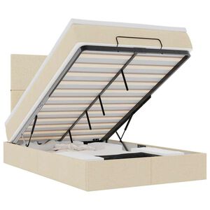 vidaXL Ottoman-Bett mit Matratze & LEDs Creme 120x190 cm Stoff