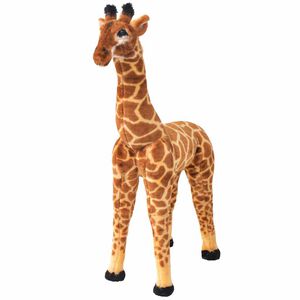 vidaXL Pl&uuml;schtier Giraffe Stehend Pl&uuml;sch Braun und Gelb XXL