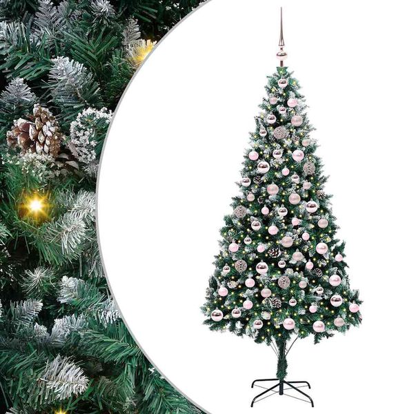 vidaXL Künstlicher Weihnachtsbaum mit 300 LEDs mit Ständer Grün 210 cm