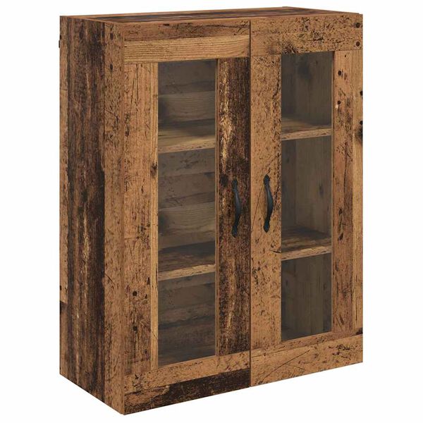 vidaXL Wandschrank Altholz 69,5 x 34 x 90 cm Engineered Wood und Glas