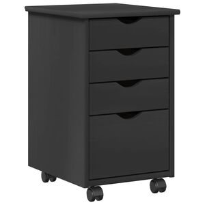 vidaXL Rollschrank Mit Rad Grau 34 x 39 x 56 cm Massives Kiefernholz