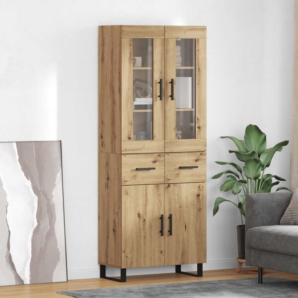 vidaXL Highboard 2 pcs Artisan-Eiche Holzwerkstoff