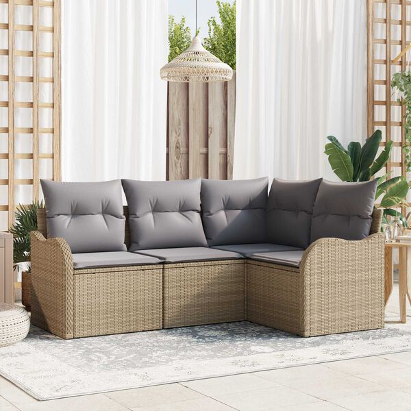 vidaXL Gartensofa-set 4 pcs Beige Poly-Rattan
