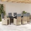 vidaXL Garten Essgruppe mit Kissen 7 pcs Beige Poly-Rattan