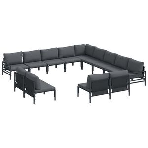 vidaXL Gartensofa-set mit Kissen 13 pcs Schwarz Stahl