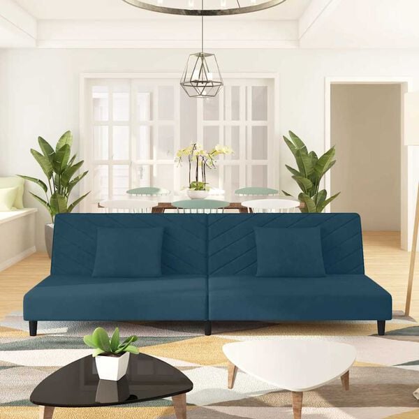 vidaXL Schlafsofa 2-Sitzer mit 2 Kissen Weinrot Samt