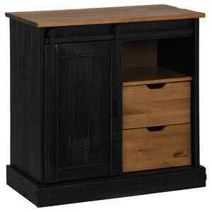 vidaXL Sideboard HALDEN mit Schiebet&uuml;r Schwarz 80x40x80 cm Massivholz