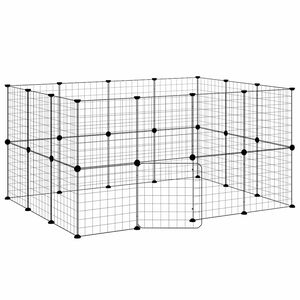 vidaXL 28-tlg. Haustierk&auml;fig mit T&uuml;r Schwarz 140x105x70 cm Stahl