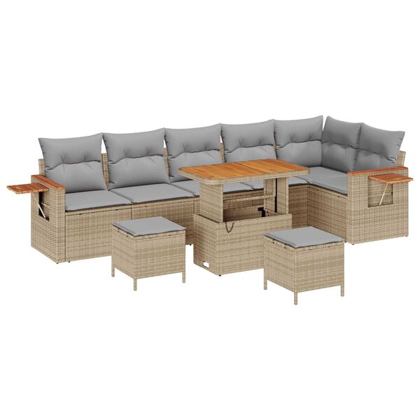 vidaXL Gartensofa-set mit Kissen 9 pcs Beige und Hellgrau
