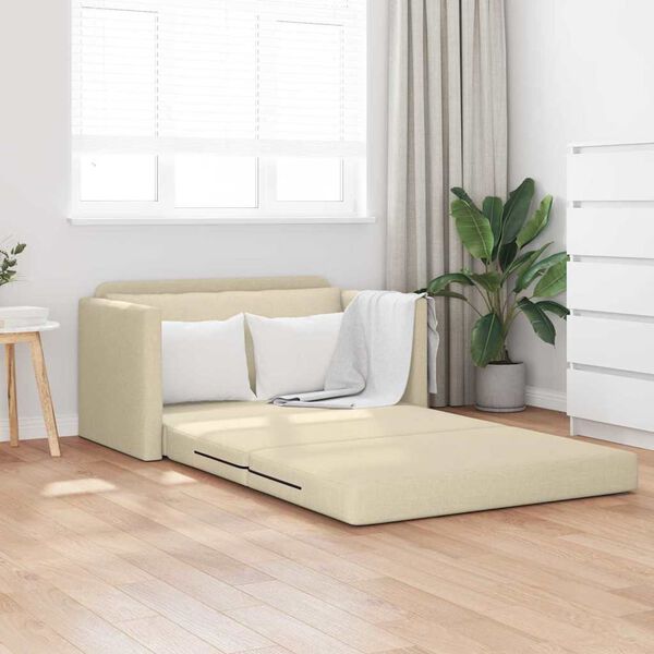 vidaXL Schlafsofa 110cm Creme Stoff
