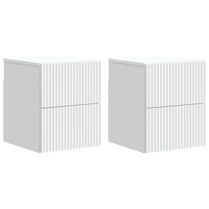 vidaXL Wandmontierter Nachttisch 2 Stk. Wei&szlig; 33 x 34,5 x 40 cm