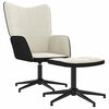 vidaXL Relaxsessel mit Hocker Cremewei&szlig; Samt und PVC