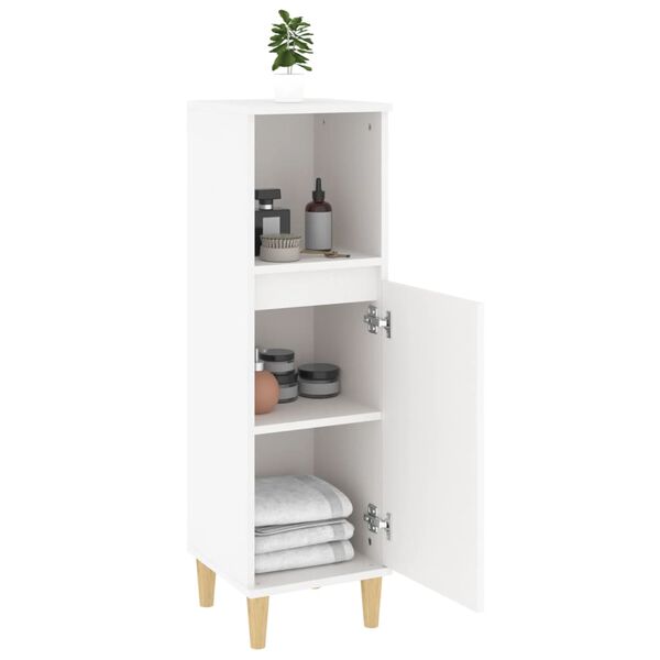 vidaXL Badschrank Weiß 30x30x100 cm Holzwerkstoff