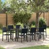 vidaXL Garten Essgruppe 9 pcs Schwarz Pulverbeschichteter Stahl