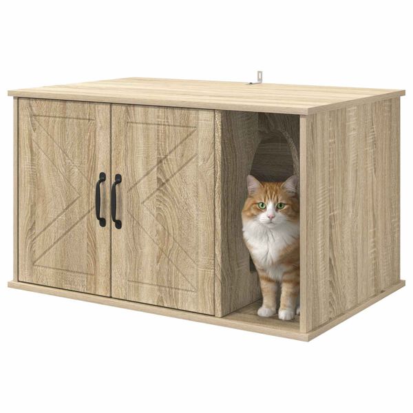 vidaXL Katzenhaus Sonoma 85 x 55 x 50 cm Holzwerkstoff