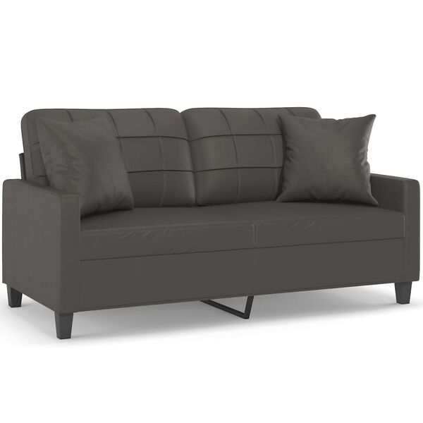vidaXL 2-Sitzer-Sofa mit Kissen Grau 140 cm Kunstleder