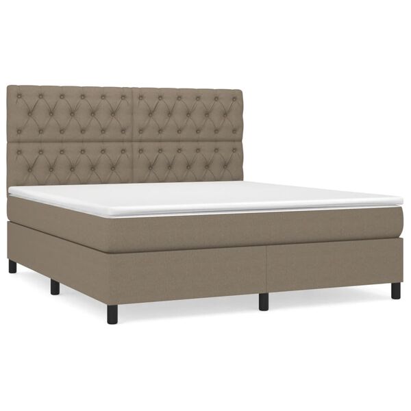 vidaXL Boxspringbett mit Matratze Taupe 160x200 cm Stoff