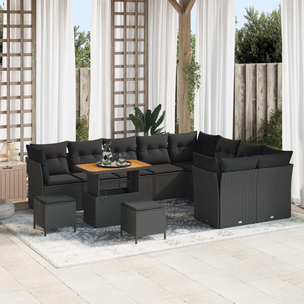 vidaXL Gartensofa-set 12 pcs Schwarz Poly-Rattan