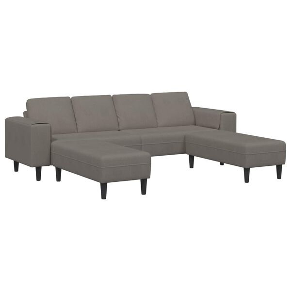 vidaXL Sofa mit Kissen Hellgrau 250 x 188 x 76 cm Cordstoff