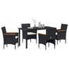 vidaXL Garten Essgruppe mit Kissen 5 pcs Schwarz Poly-Rattan