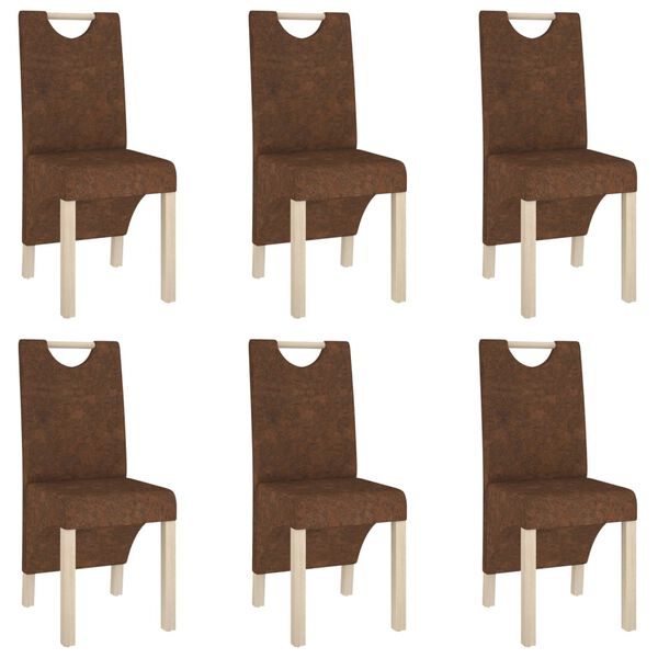 vidaXL Esszimmerst&uuml;hle 6 Stk. Braun Wildleder-Optik
