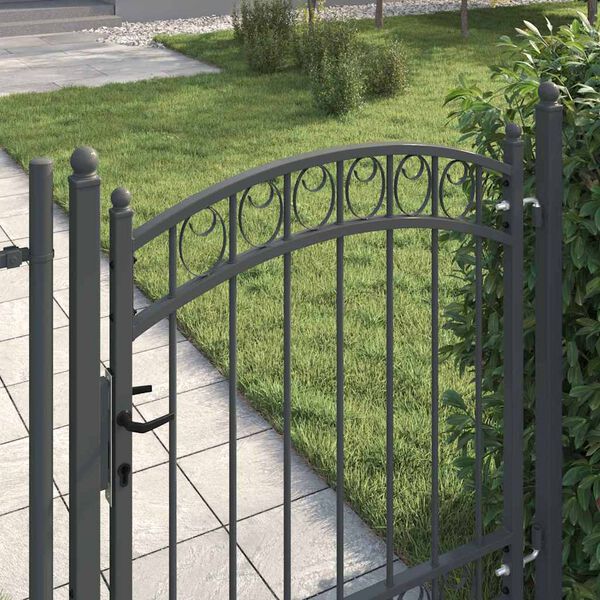 vidaXL Zauntor mit Schloss Grau 125 x 100 cm Pulverbeschichteter Stahl